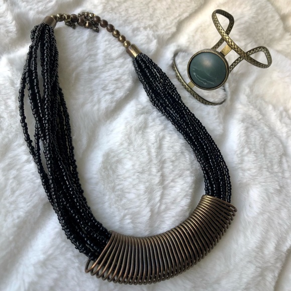 Jewelry Bundle: Cuff Bracelet from Malaysia & Unique Vintage Necklace - Picture 1 of 9